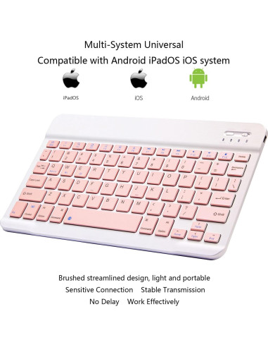 Teclado Bluetooth Xukinroy Mini 10" Rosa Inalámbrico