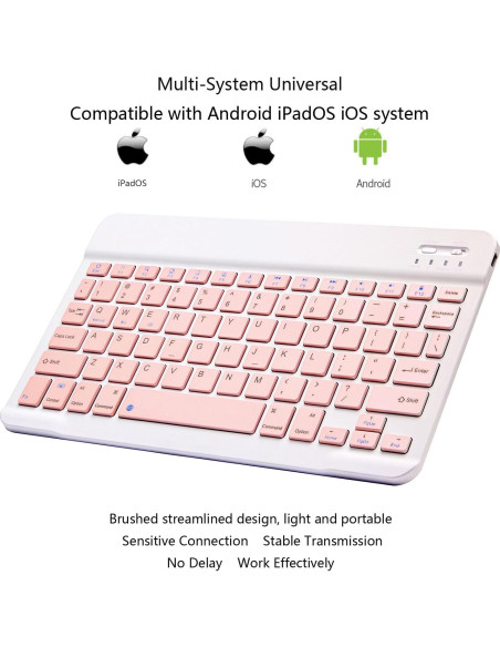Teclado Bluetooth Xukinroy Mini 10" Rosa Inalámbrico