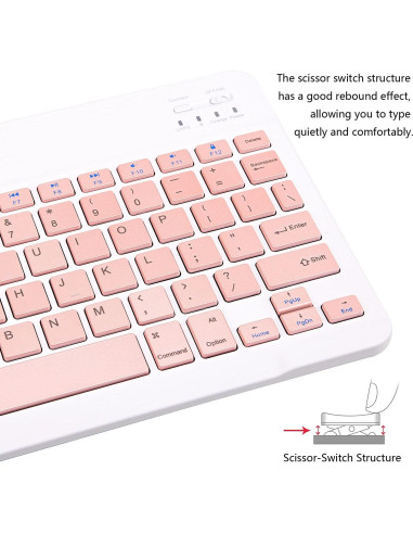 Teclado Bluetooth Xukinroy Mini 10" Rosa Inalámbrico