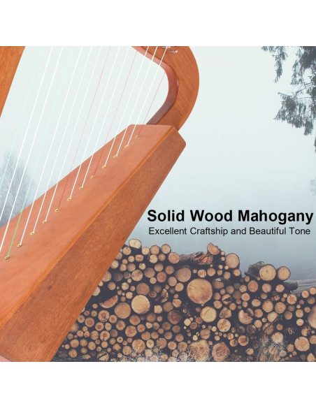 Arpa AKLOT 15 cuerdas de Caoba 56 cm para Principiantes