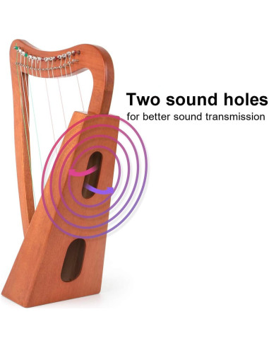 Arpa AKLOT 15 cuerdas de Caoba 56 cm para Principiantes