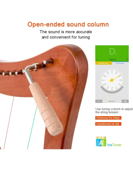 Arpa AKLOT 15 cuerdas de Caoba 56 cm para Principiantes