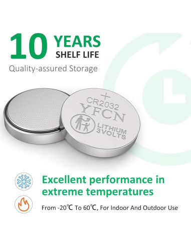 Batería CR2032 3V YFCN Paquete de 5 Baterías de Litio