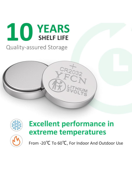 Batería CR2032 3V YFCN Paquete de 5 Baterías de Litio
