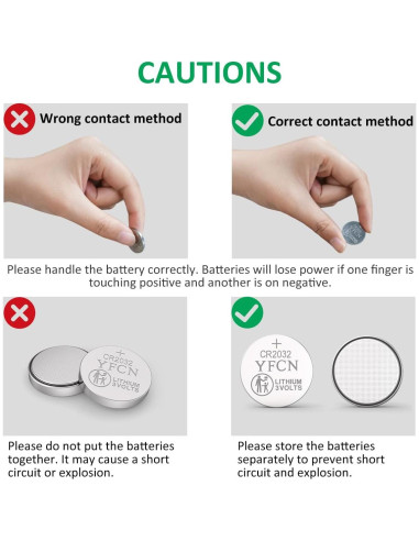 Batería CR2032 3V YFCN Paquete de 5 Baterías de Litio