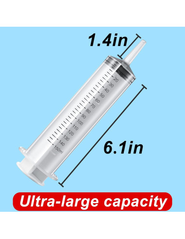 3 Jeringas Plásticas 150 ml para Jardín y Laboratorio