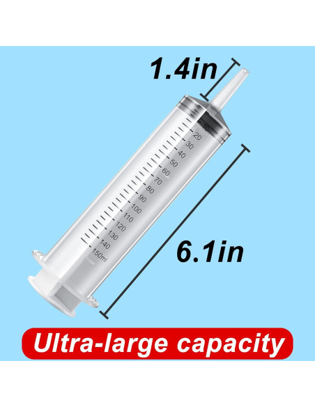 3 Jeringas Plásticas 150 ml para Jardín y Laboratorio