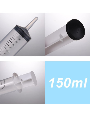 3 Jeringas Plásticas 150 ml para Jardín y Laboratorio