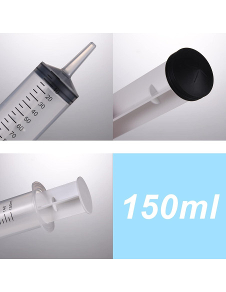 3 Jeringas Plásticas 150 ml para Jardín y Laboratorio
