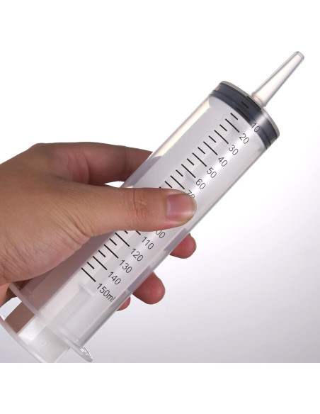 3 Jeringas Plásticas 150 ml para Jardín y Laboratorio