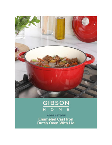 Olla Holandesa Gibson Home 5 Litros Hierro Fundido Rojo