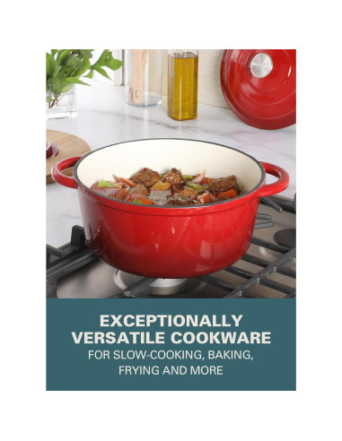 Olla Holandesa Gibson Home 5 Litros Hierro Fundido Rojo