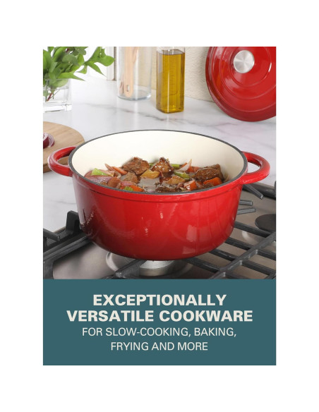 Olla Holandesa Gibson Home 5 Litros Hierro Fundido Rojo