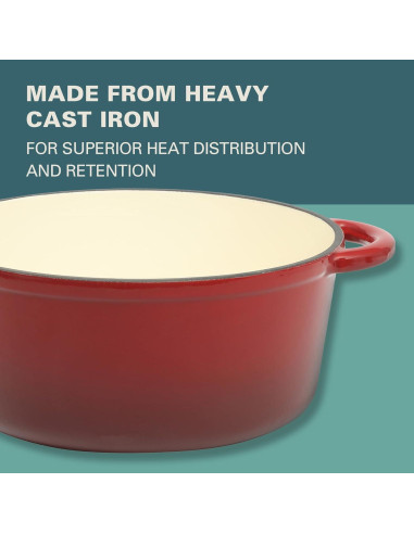 Olla Holandesa Gibson Home 5 Litros Hierro Fundido Rojo