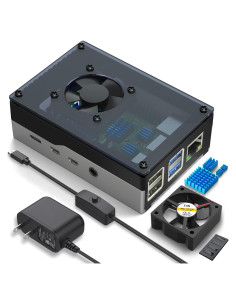 Funda Miuzei para Raspberry Pi 4B con Ventilador y Fuente 5V