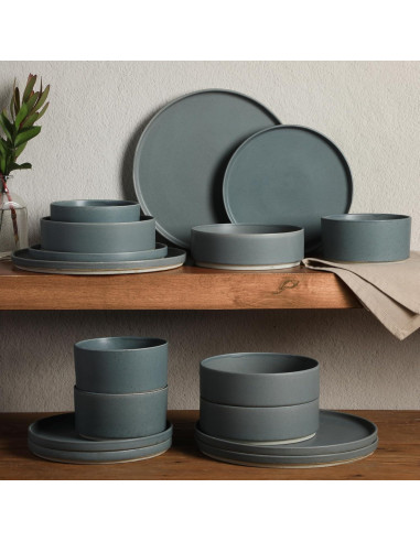 Vajilla Gibson Elite Tatum 16 Piezas Porcelana Azul