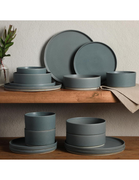 Vajilla Gibson Elite Tatum 16 Piezas Porcelana Azul