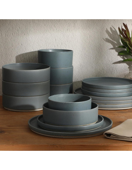 Vajilla Gibson Elite Tatum 16 Piezas Porcelana Azul