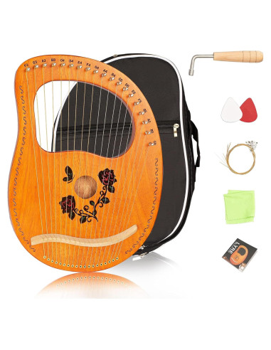 Arpa de Lira 19 Cuerdas Rosa Caoba Portátil con Bolsa