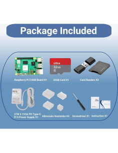 Kit Vemico Raspberry Pi 5 8GB RAM + Fuente 27W + 32GB 2
