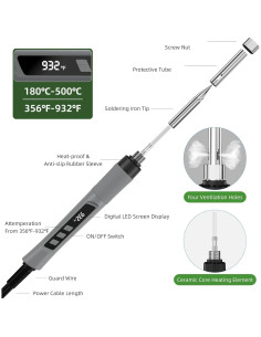 Kit de Soldador Crtsweker 190W con Pantalla LED y Accesorios 2