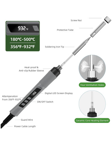 Kit de Soldador Crtsweker 190W con Pantalla LED y Accesorios