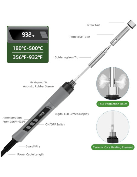 Kit de Soldador Crtsweker 190W con Pantalla LED y Accesorios
