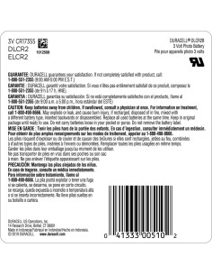 Batería de Litio Duracell CR2 3V Alta Potencia Paquete de 1 2