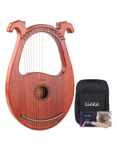 LIEKE Arpa de Lira 16 Cuerdas Caoba y Cobre para Principiantes