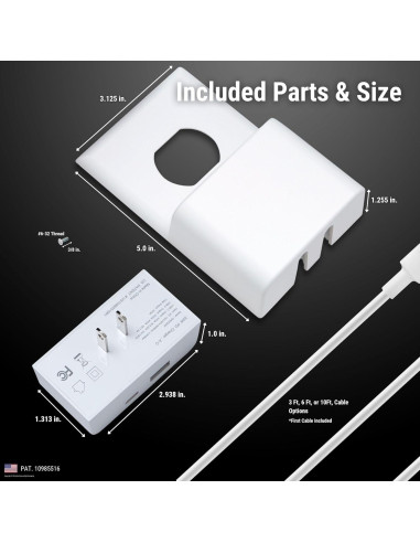 Cerradura de Cargador Permaplug 20W USB-C y USB-A 3,05m