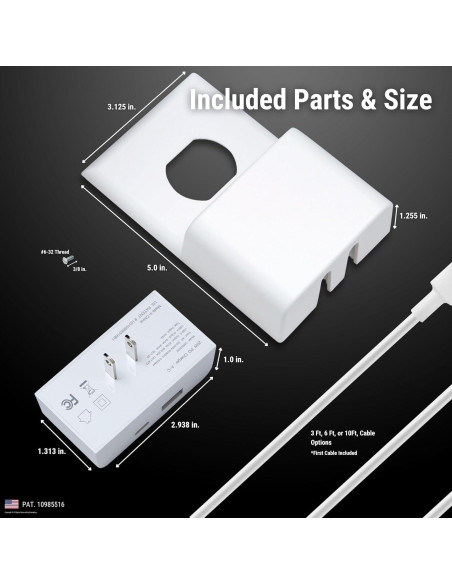 Cerradura de Cargador Permaplug 20W USB-C y USB-A 3,05m