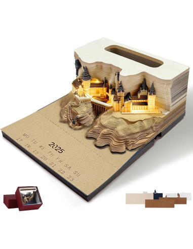 Calendario 2025 Time Piece Castillo 3D con Notas DIY