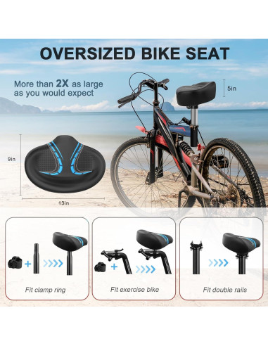 Asiento de bicicleta BLUEWIND sobredimensionado sin nariz azul