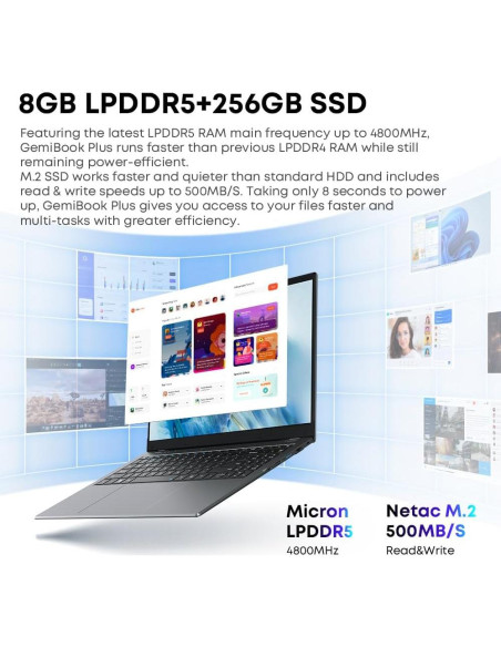 CHUWI GemiBook Plus 15.6" FHD, 8GB RAM, 256GB SSD