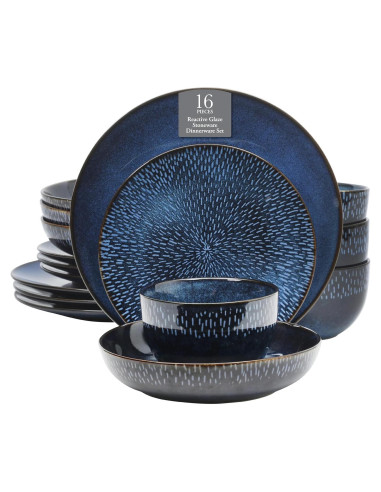 Gibson Elite Matisse Vajilla 16 Piezas Azul Cobalto