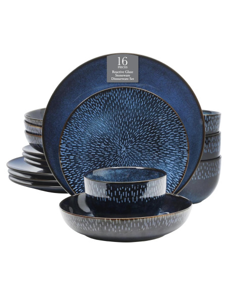 Gibson Elite Matisse Vajilla 16 Piezas Azul Cobalto