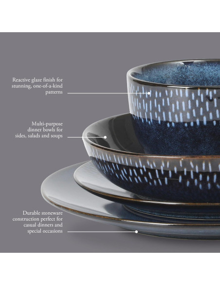 Gibson Elite Matisse Vajilla 16 Piezas Azul Cobalto