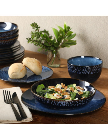 Gibson Elite Matisse Vajilla 16 Piezas Azul Cobalto