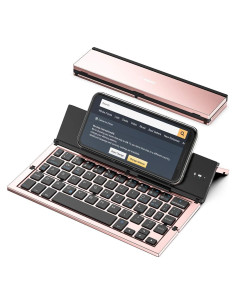 Teclado Bluetooth Geyes Plegable Oro Rosa para iPhone y iPad