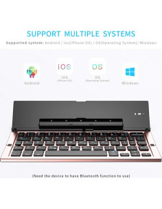 Teclado Bluetooth Geyes Plegable Oro Rosa para iPhone y iPad 2