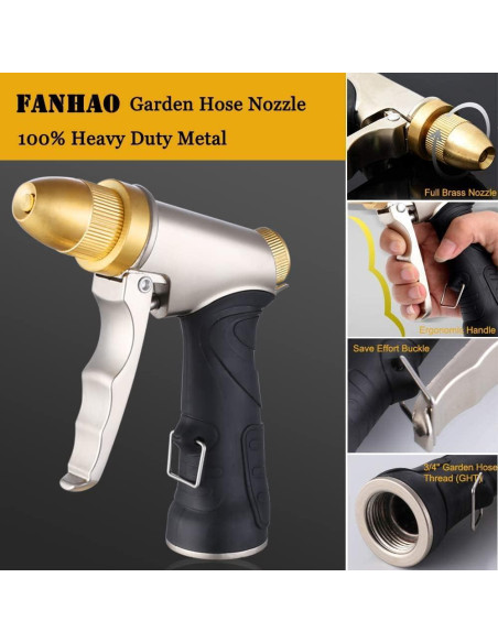 Boquilla de Manguera FANHAO de Metal 4 Patrones Ajustables