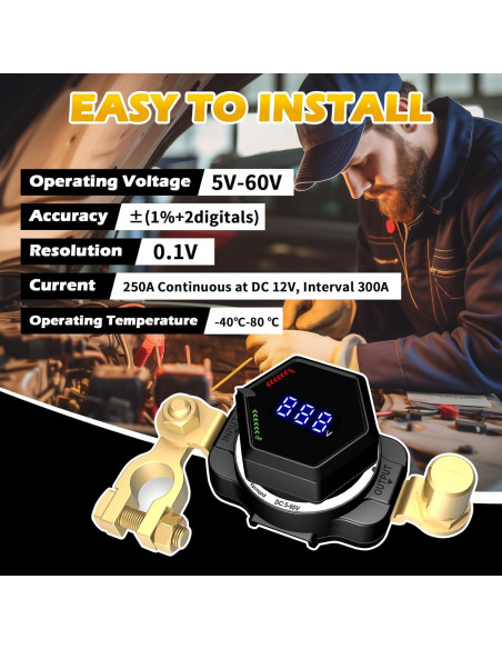 Interruptor de Batería AWBLIN 612 con Voltímetro LED 250A