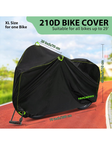 Cubierta de Bicicleta Topcrown XL Impermeable para 1 Bicicleta