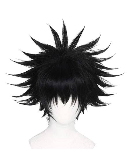 Peluca Corta Negra JoneTing + Gorro Ajustable para Cosplay