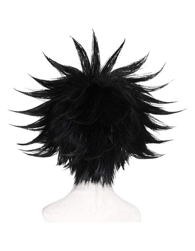Peluca Corta Negra JoneTing + Gorro Ajustable para Cosplay
