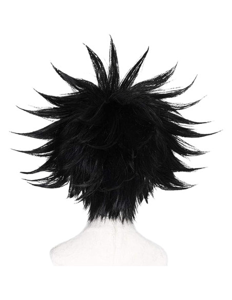 Peluca Corta Negra JoneTing + Gorro Ajustable para Cosplay