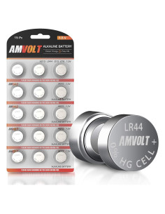 Baterías Alcalinas LR44 AmVolt - Paquete de 15 Unidades 1.5V