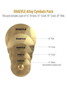 Set de Platillos para Batería SHAEVLE 5 Piezas Dorado 2