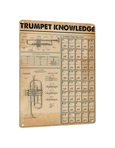 Cartel de Digitación de Trompeta HYBLOM 30x40 cm Vintage