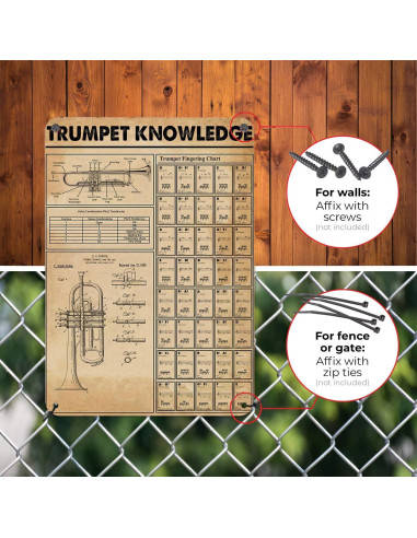 Cartel de Digitación de Trompeta HYBLOM 30x40 cm Vintage